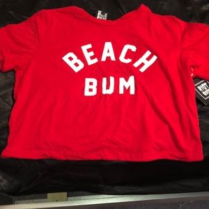 Riot queen red “beach bum” cropped shirt